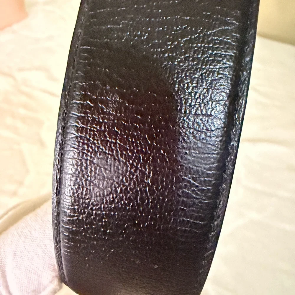 Salvatore Ferragamo Black Leather Belt with Gold Gancini Buckle